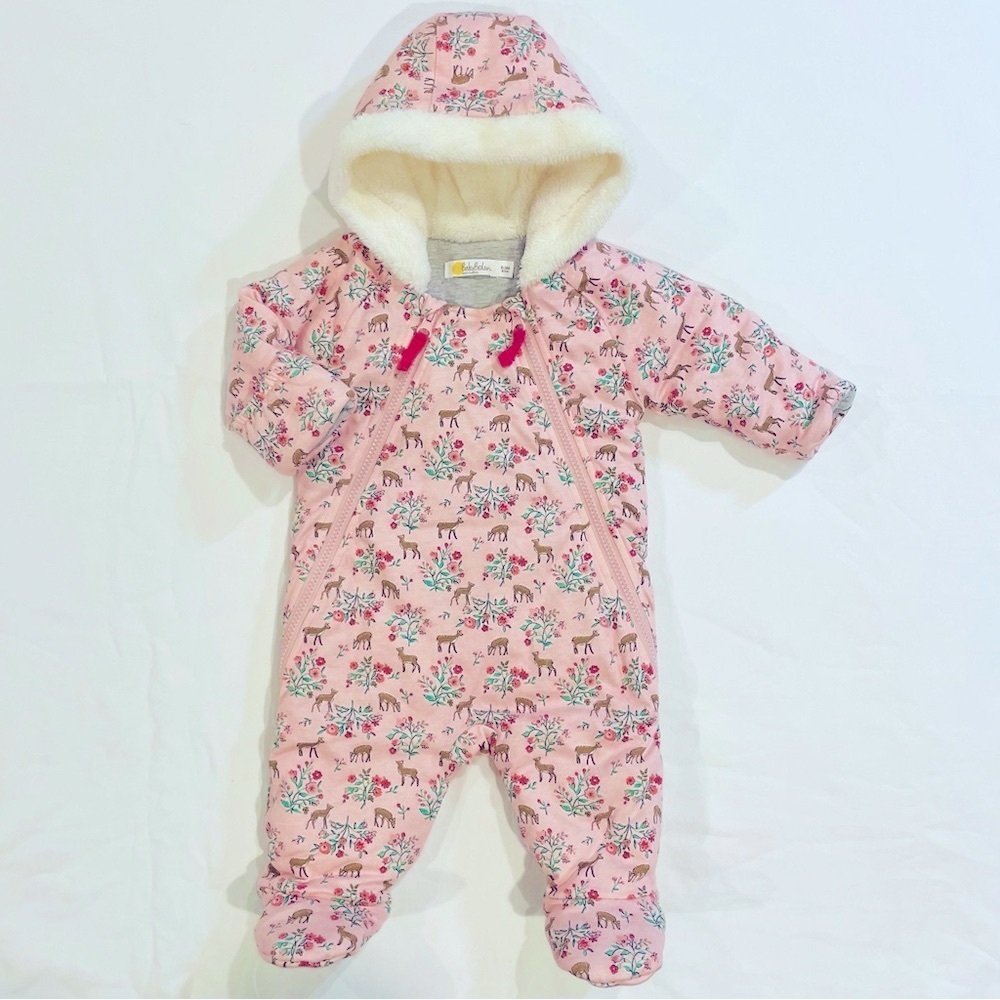 New Baby Boden Bunting Girls 0-3M Cosy All In One Provence Pink Snowsuit Mini